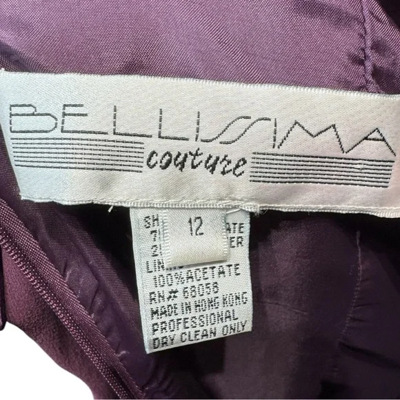 Bellissima Couture Plum Chiffon Bow Back Babydoll Dress Couture Size 12 Fits 6/8 - Picture 5 of 6